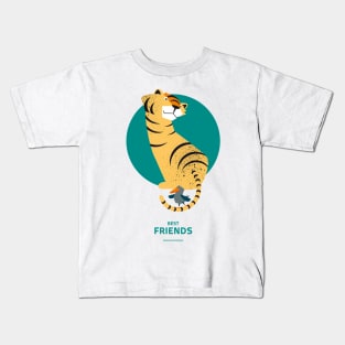 Illustration nursery for friends - tiger and bird Kids T-Shirt